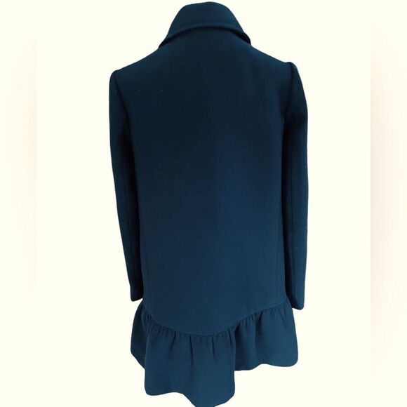 Kate Spade wool blend peplum ruffled button front coat in black Size XSmall - Picture 4 of 11